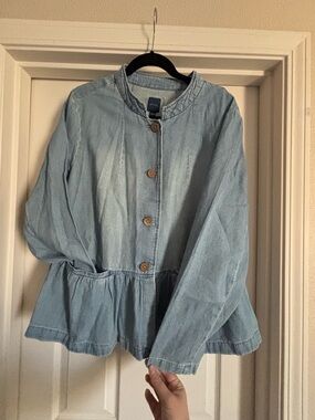 J. Jill Light Blue Denim Peplum Jacket